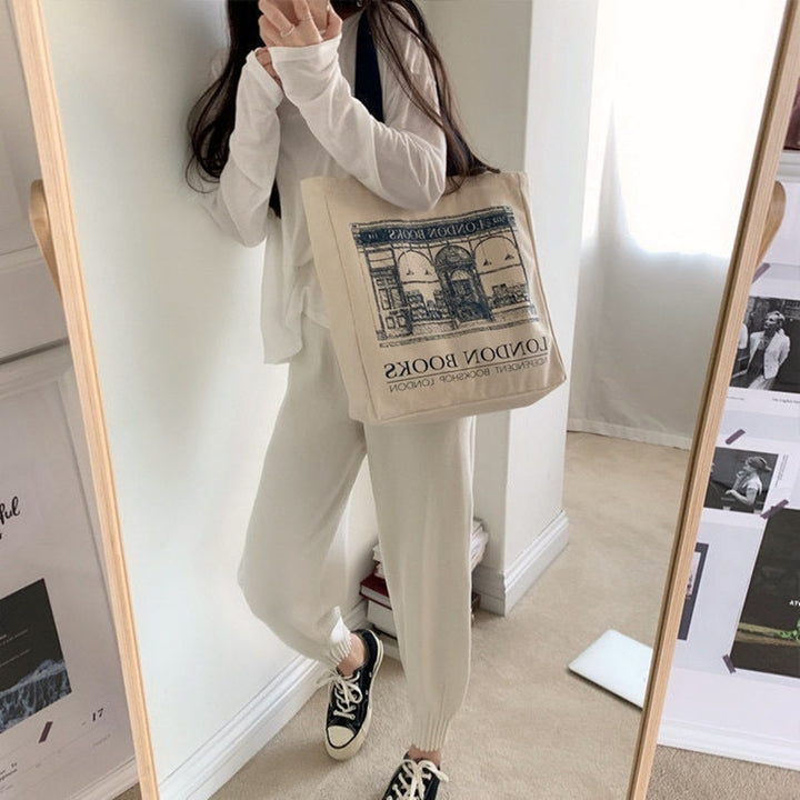 London Books Print Canvas Shoulder Bag